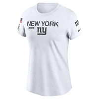 T-shirt Nike New York Giants 2024 Salute To Service Legend Performance pour femme blanc