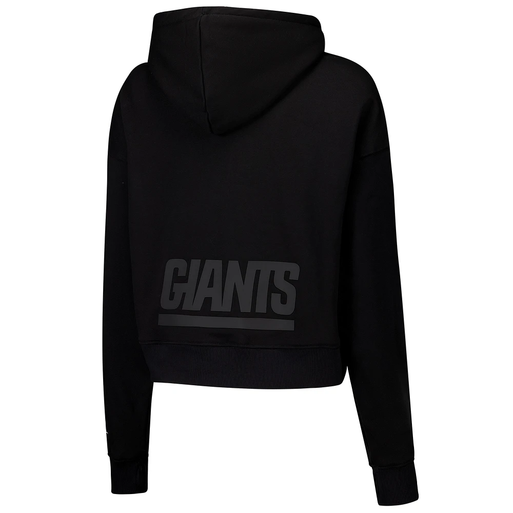 Sweat à capuche court imprimé bijou Pro Standard pour femme, noir, New York Giants