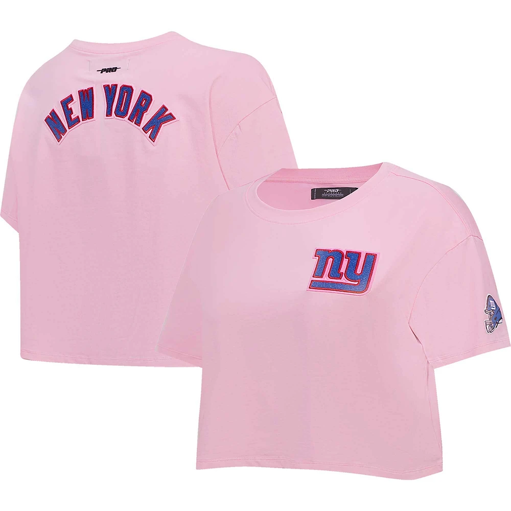 T-shirt court carré rose Pro Standard des New York Giants pour femmes