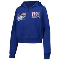 Women's Pro Standard Royal New York Giants Split Logo Full-Zip Hoodie