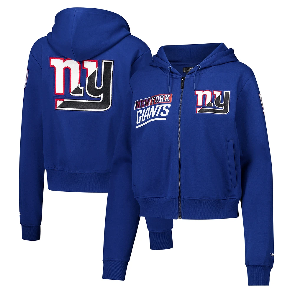 Sweat à capuche zippé avec logo Split Pro Standard Royal New York Giants pour femme