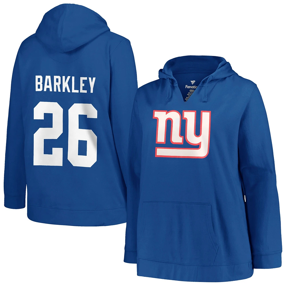 Profil pour femme Saquon Barkley Royal New York Giants Nom et numéro de joueur grande taille - Sweat à capuche