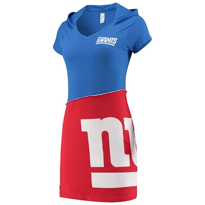 Refried Apparel - Mini-robe à capuche durable des New York Giants pour femme, bleu roi/rouge