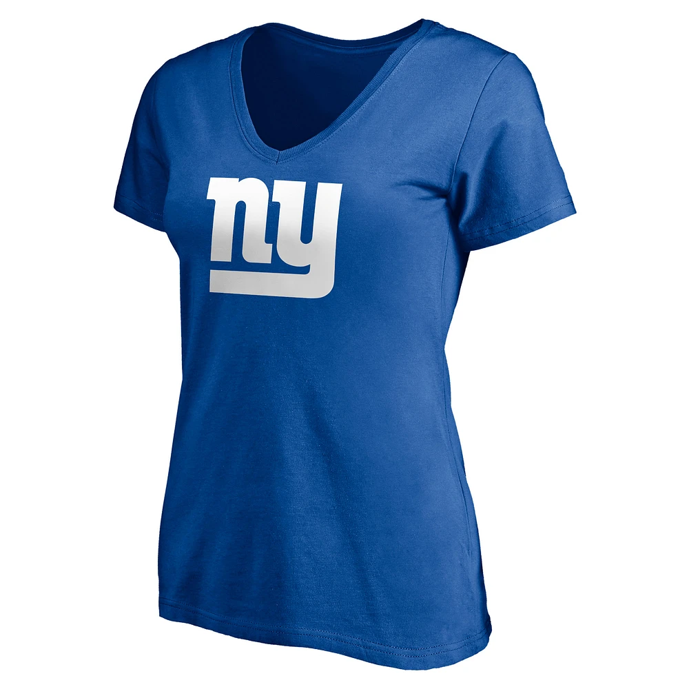 T-shirt à col en V pour femme Saquon Barkley Royal New York Giants avec nom et numéro de joueur