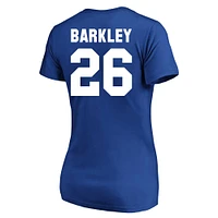 Saquon Barkley Royal New York Giants T-shirt à col en V pour femme, grande taille, nom et numéro Fair Catch