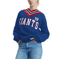 Pull à col en V Tommy Hilfiger Royal New York Giants Heidi Raglan pour femme