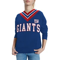 Women's Tommy Hilfiger Royal New York Giants Heidi V-Neck Pullover Sweatshirt