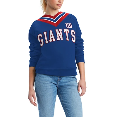 Sweat-shirt à col en V Tommy Hilfiger Royal New York Giants Heidi pour femme