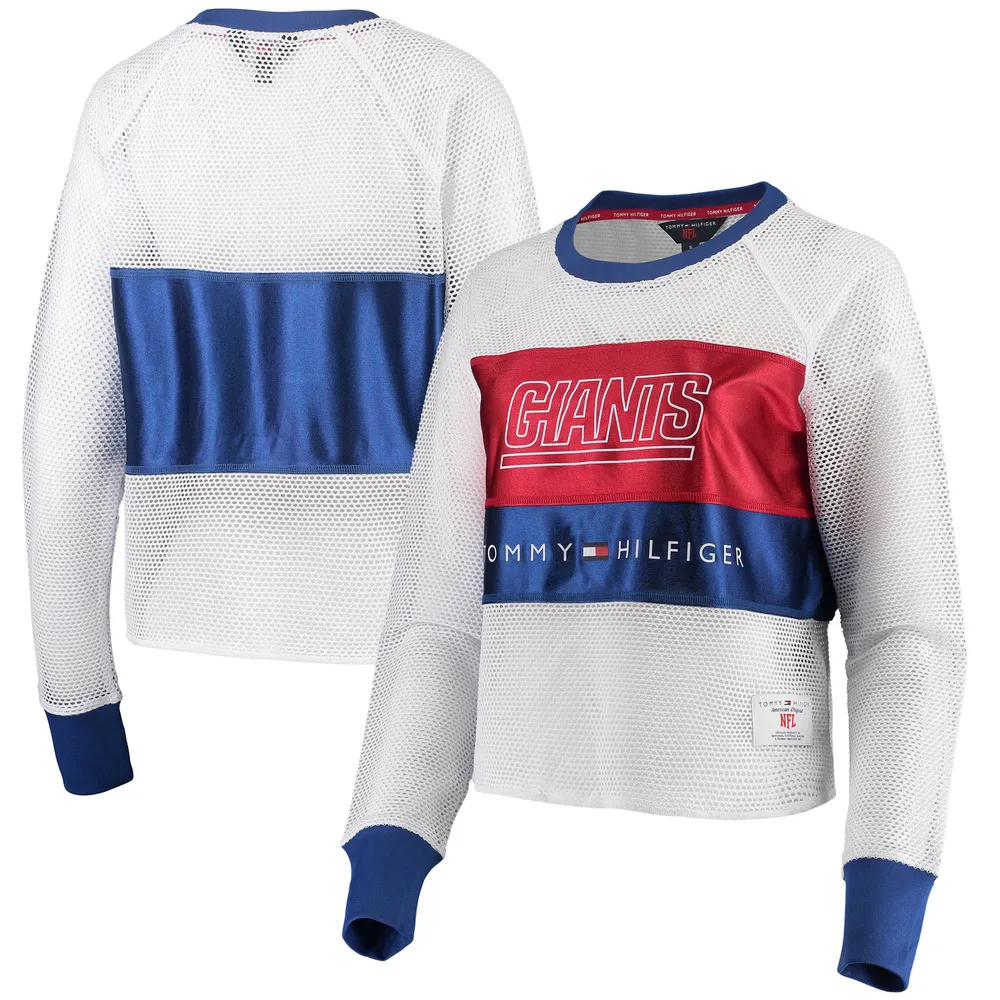 Lids New York Giants Tommy Hilfiger Women\'s Mesh Raglan Long Sleeve T-Shirt  - White/Red | Brazos Mall