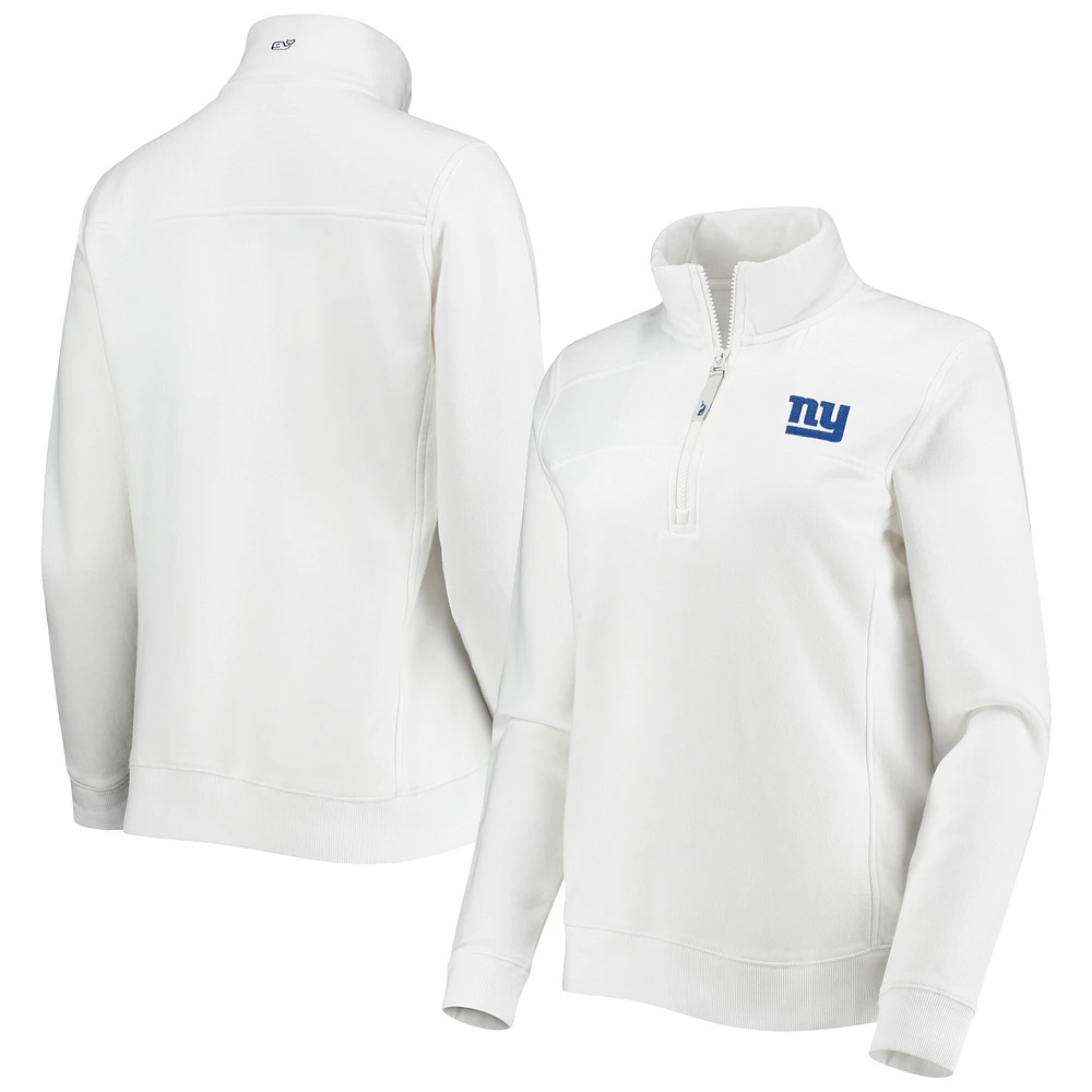 Women's Vineyard Vines White New York Giants Shep Shirt Quarter-Zip Sweatshirt