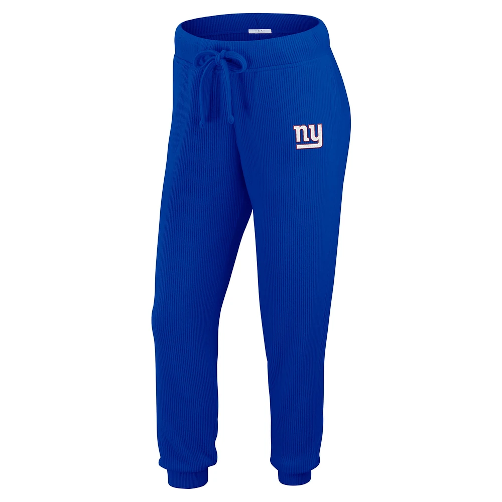 Women's WEAR by Erin Andrews  Cream New York Giants Knitted Tri-Blend Long Sleeve T-Shirt & Pants Lounge Set