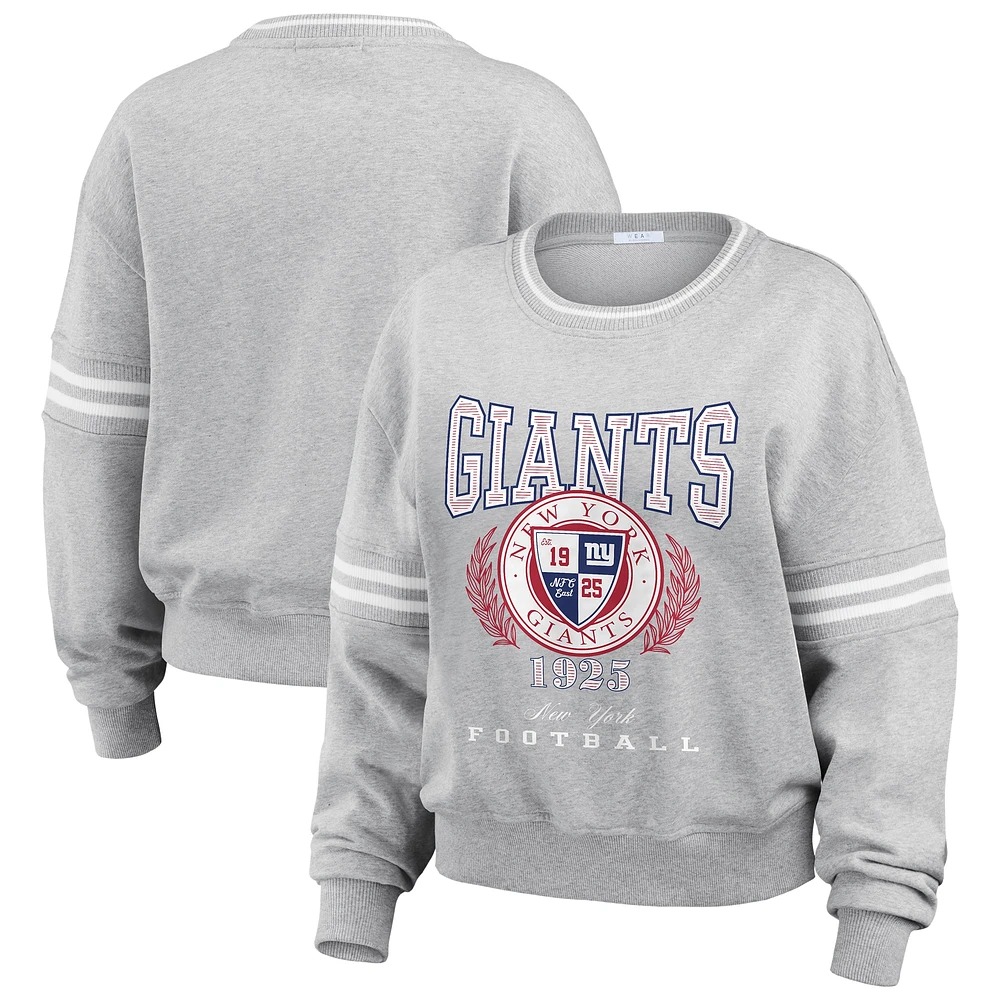 Sweat-shirt court gris chiné New York Giants pour femme WEAR by Erin Andrews