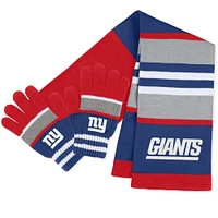 WEAR by Erin Andrews Ensemble gants et écharpe à rayures des Giants de New York pour femmes