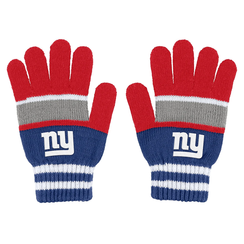 WEAR by Erin Andrews Ensemble gants et écharpe à rayures des Giants de New York pour femmes