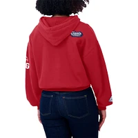 Women's WEAR by Erin Andrews Red New York Giants Patch Quarter-Zip Pullover Hoodie