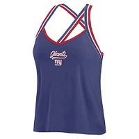 Women's WEAR by Erin Andrews Royal New York Giants Cross Strap Tri-Blend Tank Top