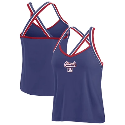 Débardeur à bretelles croisées Tri-Blend Royal New York Giants pour femme WEAR by Erin Andrews