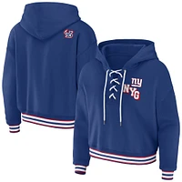 Sweat à capuche lacets Royal New York Giants pour femme WEAR by Erin Andrews