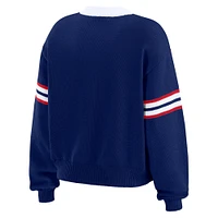 Women's WEAR by Erin Andrews Royal New York Giants Lace-Up Pullover Sweatshirt