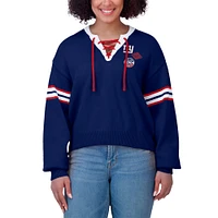 Women's WEAR by Erin Andrews Royal New York Giants Lace-Up Pullover Sweatshirt