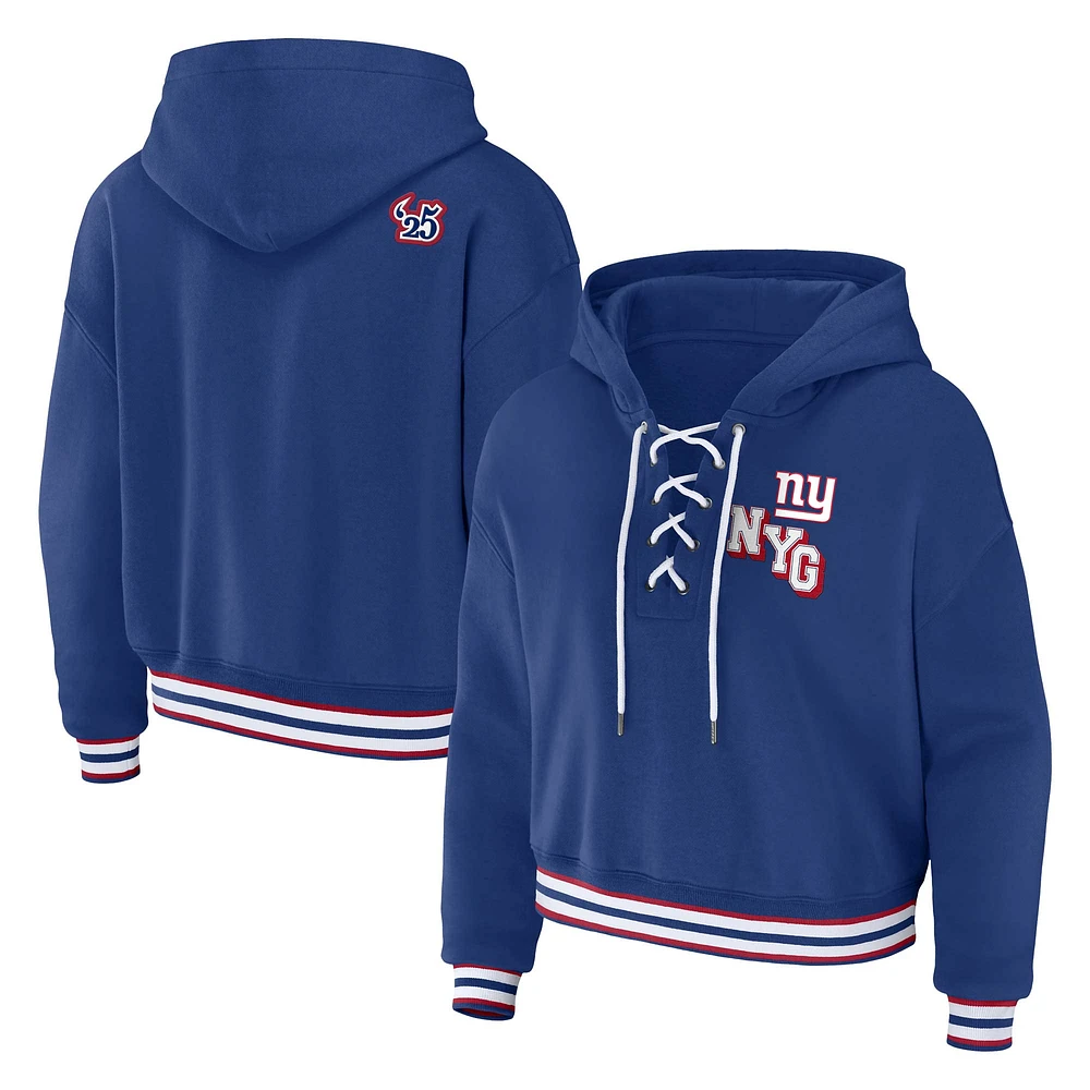 Sweat à capuche lacets grande taille pour femme WEAR by Erin Andrews Royal New York Giants