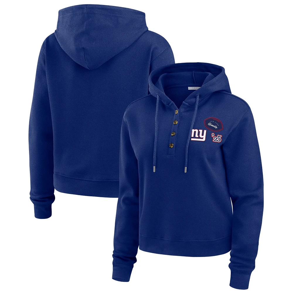 Pull à capuche gaufré grande taille pour femme WEAR by Erin Andrews Royal New York Giants