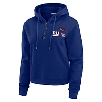 Women's WEAR by Erin Andrews  Royal New York Giants Waffle Hoodie Pullover Top