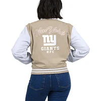 Women's WEAR by Erin Andrews Tan New York Giants Tonal Full-Zip Bomber Jacket