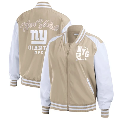 Women's WEAR by Erin Andrews Tan New York Giants Tonal Full-Zip Bomber Jacket