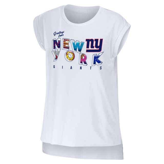 WEAR pour femmes par Erin Andrews T-shirt blanc New York Giants Salutations de Muscle