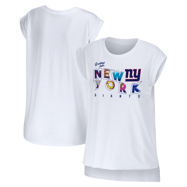 WEAR pour femmes par Erin Andrews T-shirt blanc New York Giants Salutations de Muscle