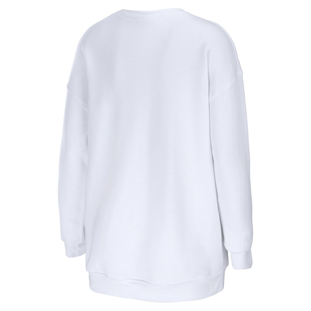 WEAR by Erin Andrews Women's WEAR by Erin Andrews White New York Giants  Oversized Pullover Sweatshirt