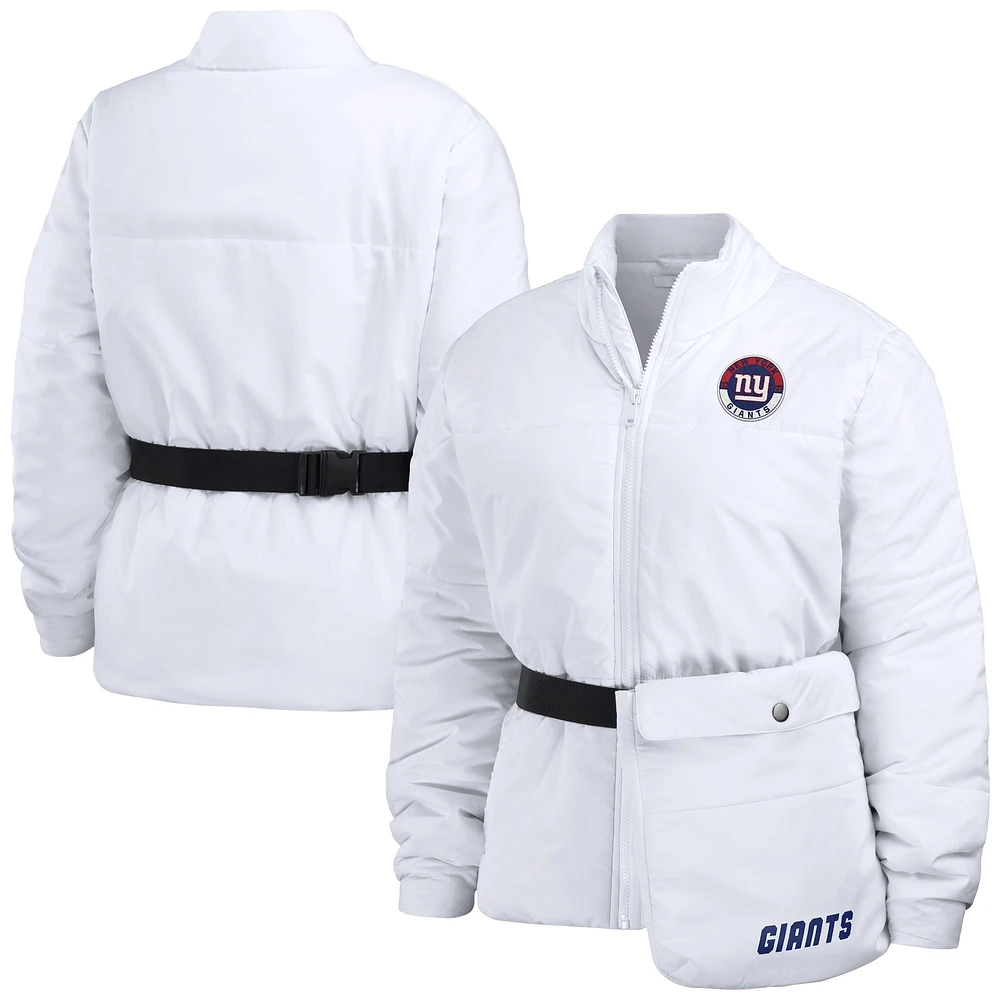 Women's WEAR by Erin Andrews  White New York Giants Packaway Full-Zip Puffer Jacket