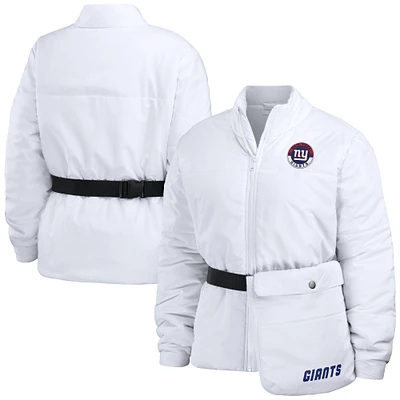 Women's WEAR by Erin Andrews  White New York Giants Packaway Full-Zip Puffer Jacket