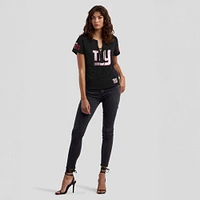 Women's WEAR by Erin Andrews x Gracie Hunt Black New York Giants Draft Me Lace-Up T-Shirt