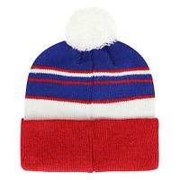 Bonnet en tricot à revers avec pompon pour jeunes New York Giants '47 Royal/Red Peewee