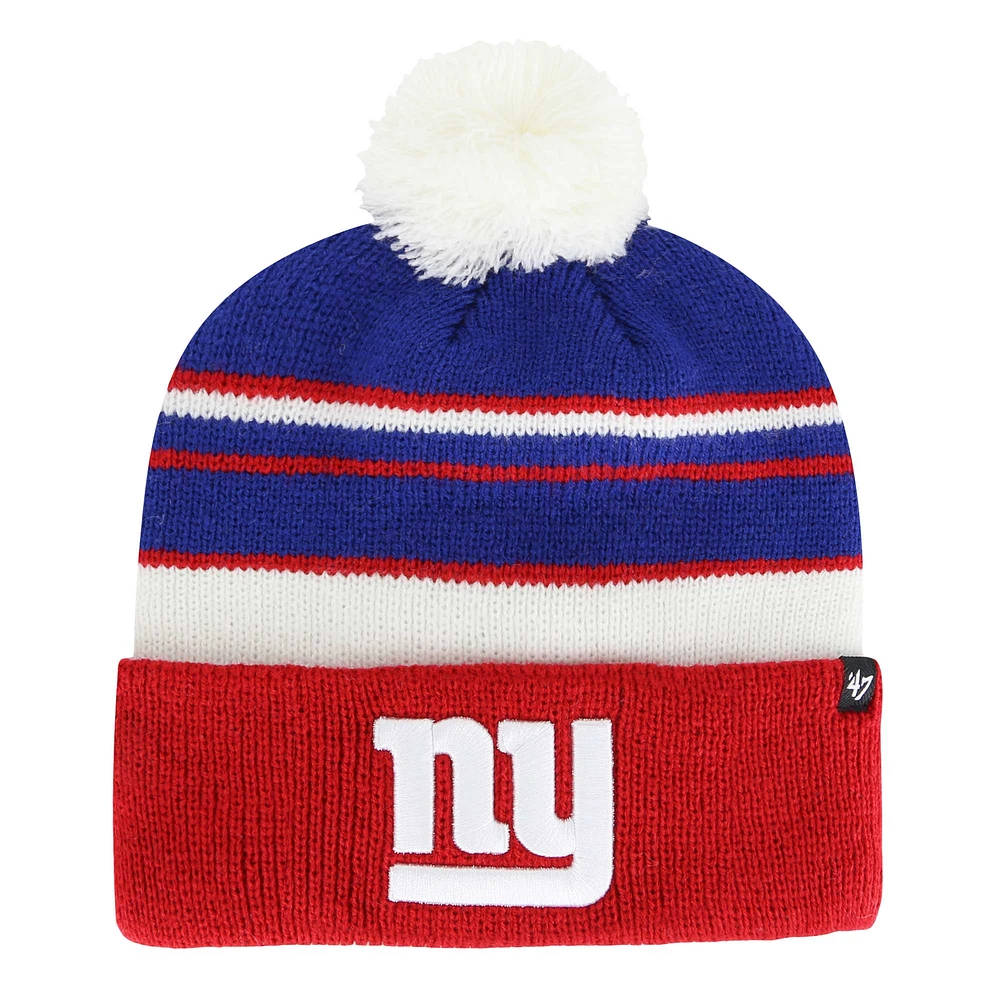 Bonnet en tricot à revers avec pompon pour jeunes New York Giants '47 Royal/Red Peewee