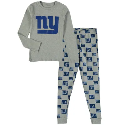 New York Giants Youth Long Sleeve T-Shirt & Pants Sleep Set - Heathered Gray