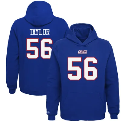 Mitchell & Ness Lawrence Taylor Royal New York Giants Nom et numéro du joueur retraité Sweat à capuche en polaire