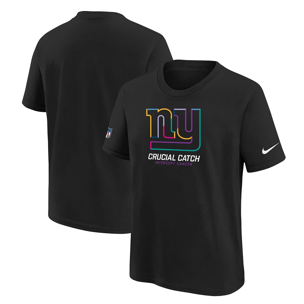 T-shirt Nike noir pour jeunes New York Giants NFL Crucial Catch 2024