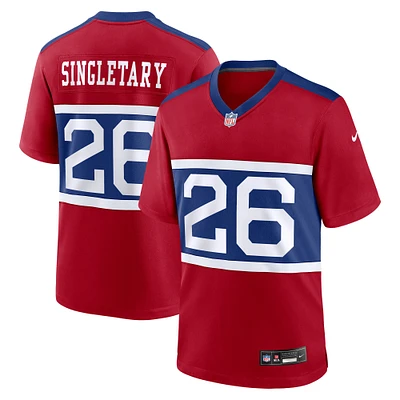 Maillot de jeu joueur alternatif des Giants New York Nike Devin Singletary Century rouge pour jeune