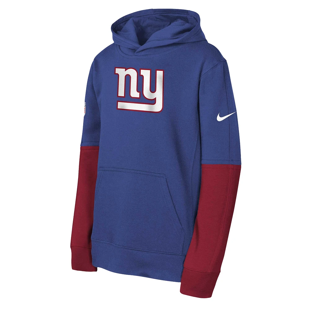 Youth Nike  Royal New York Giants Club Pullover Hoodie