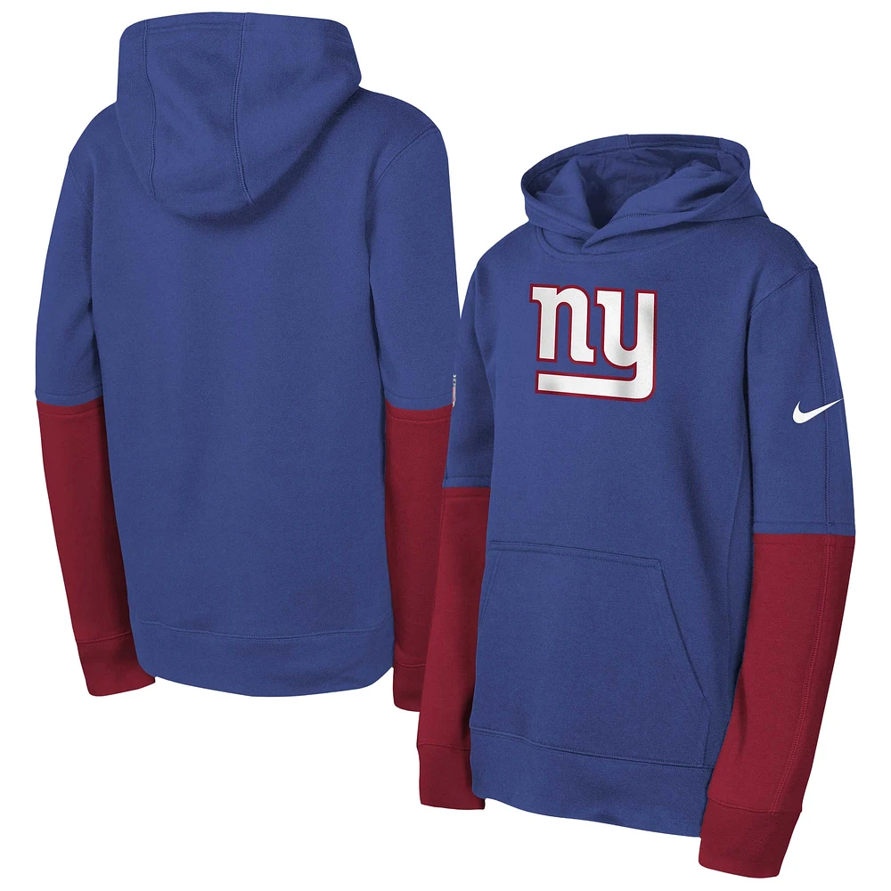 Youth Nike  Royal New York Giants Club Pullover Hoodie