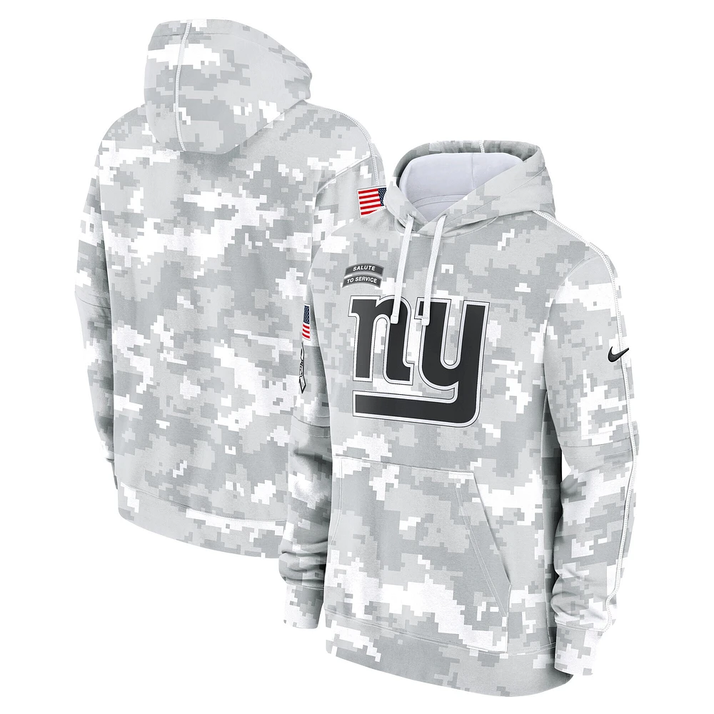 Youth Nike White/Gray New York Giants 2024 Salute To Service Pullover Hoodie