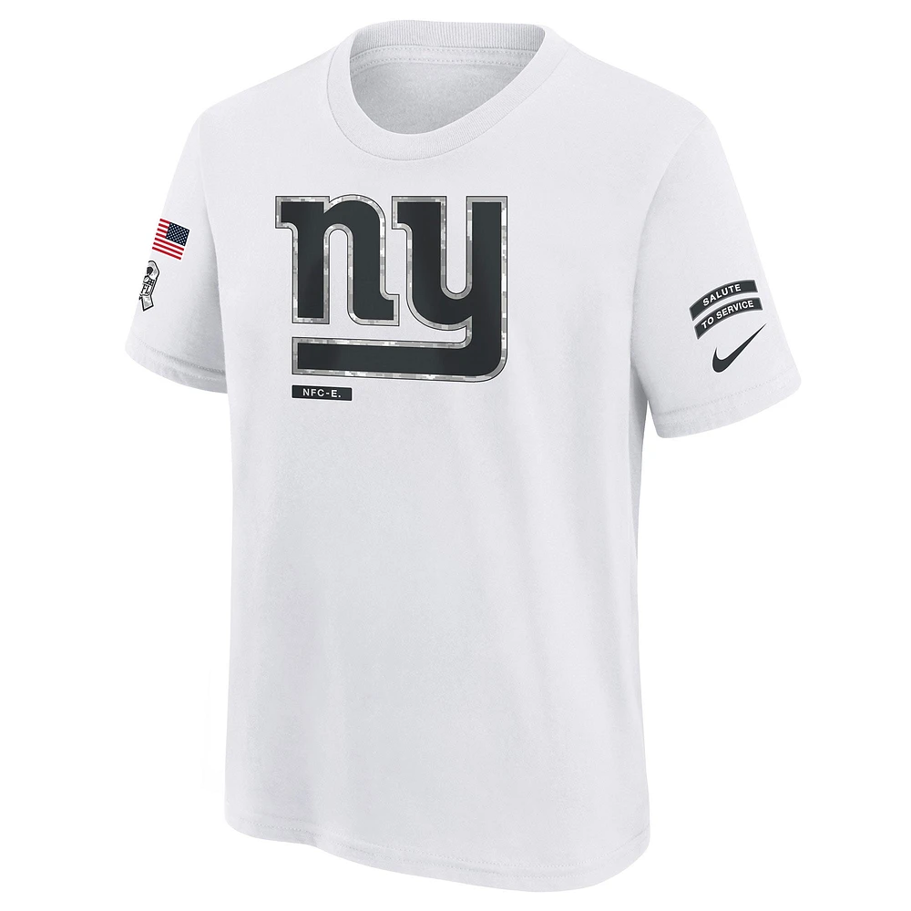 T-shirt Nike blanc pour jeunes New York Giants 2024 Salute To Service