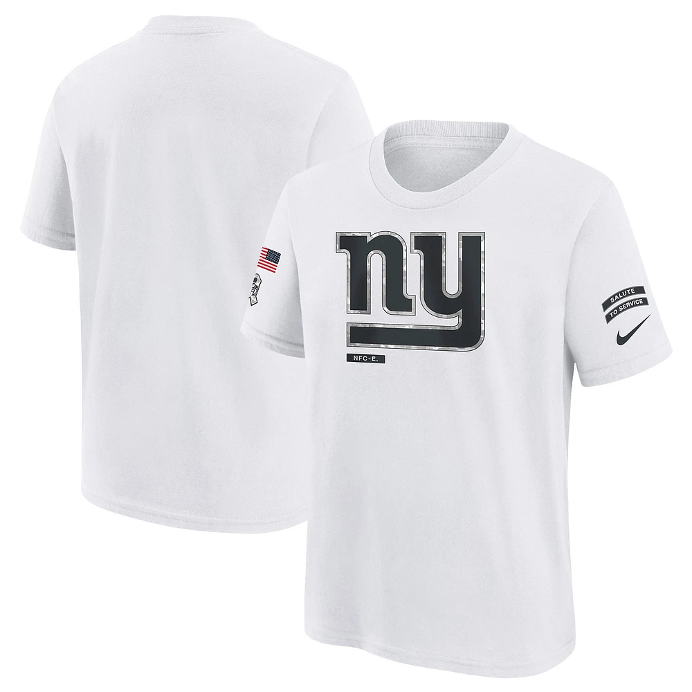 T-shirt Nike blanc pour jeunes New York Giants 2024 Salute To Service