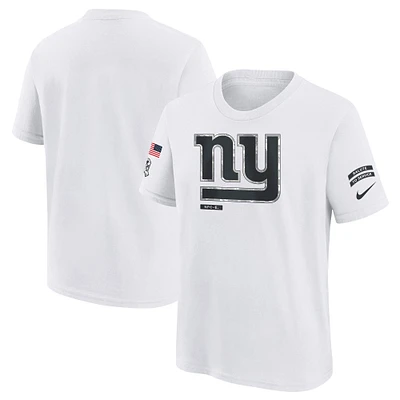 Youth Nike White New York Giants 2024 Salute To Service T-Shirt