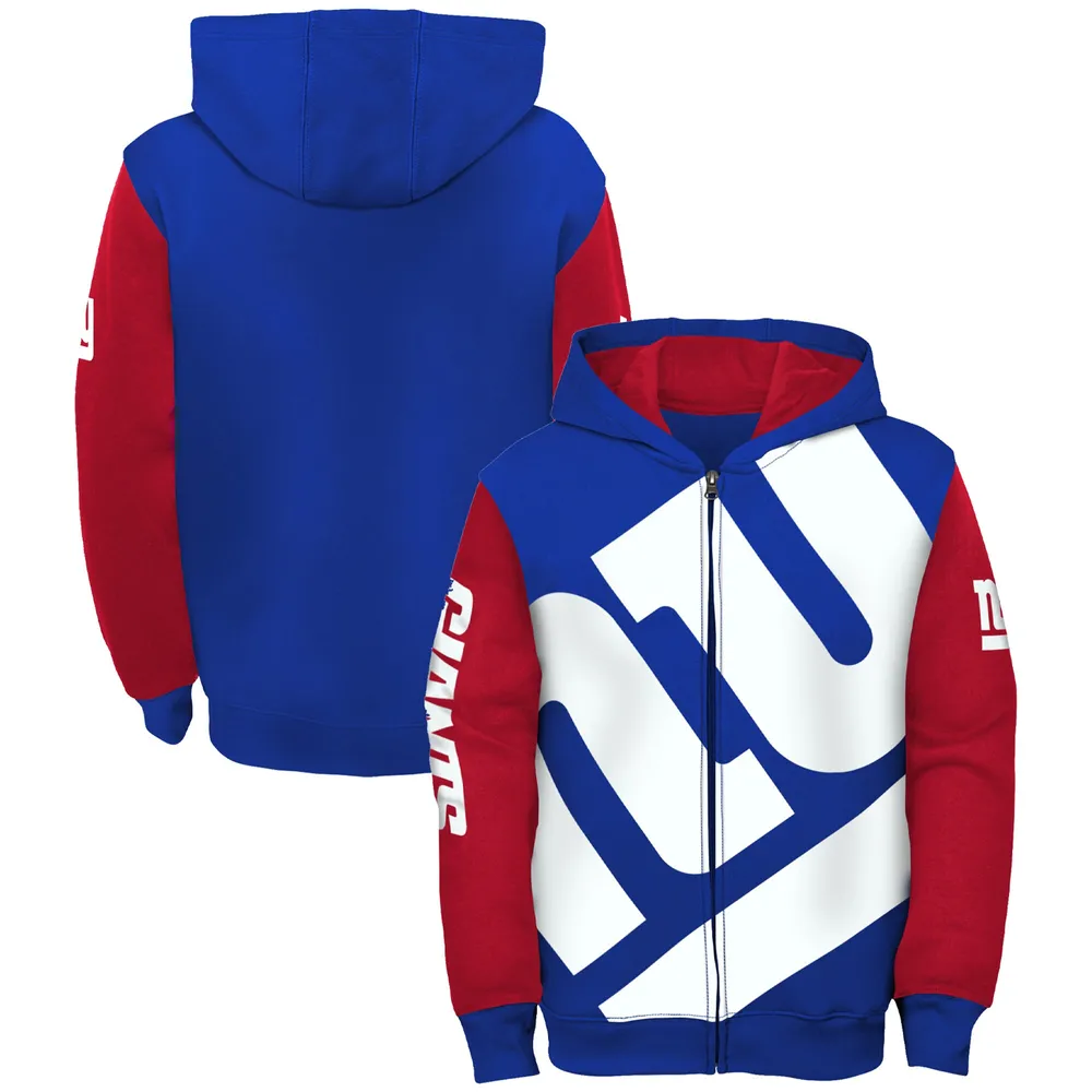 Men's Nike Royal/Red New York Giants Sideline Player Quarter-Zip Hoodie