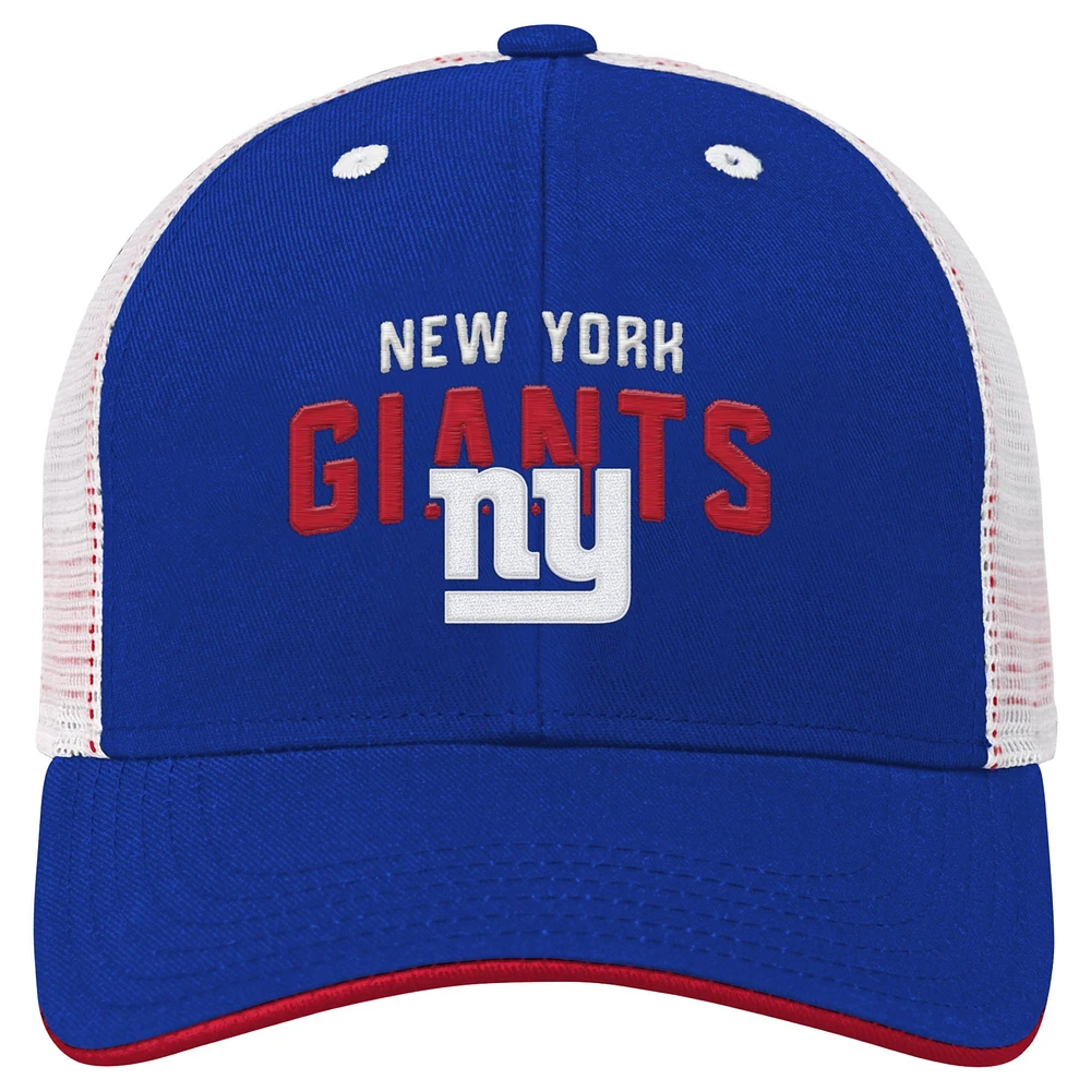 Youth Royal New York Giants Core Lockup Trucker Adjustable Hat