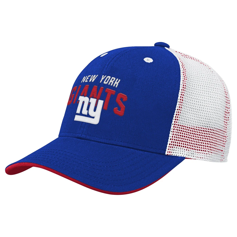 Youth Royal New York Giants Core Lockup Trucker Adjustable Hat